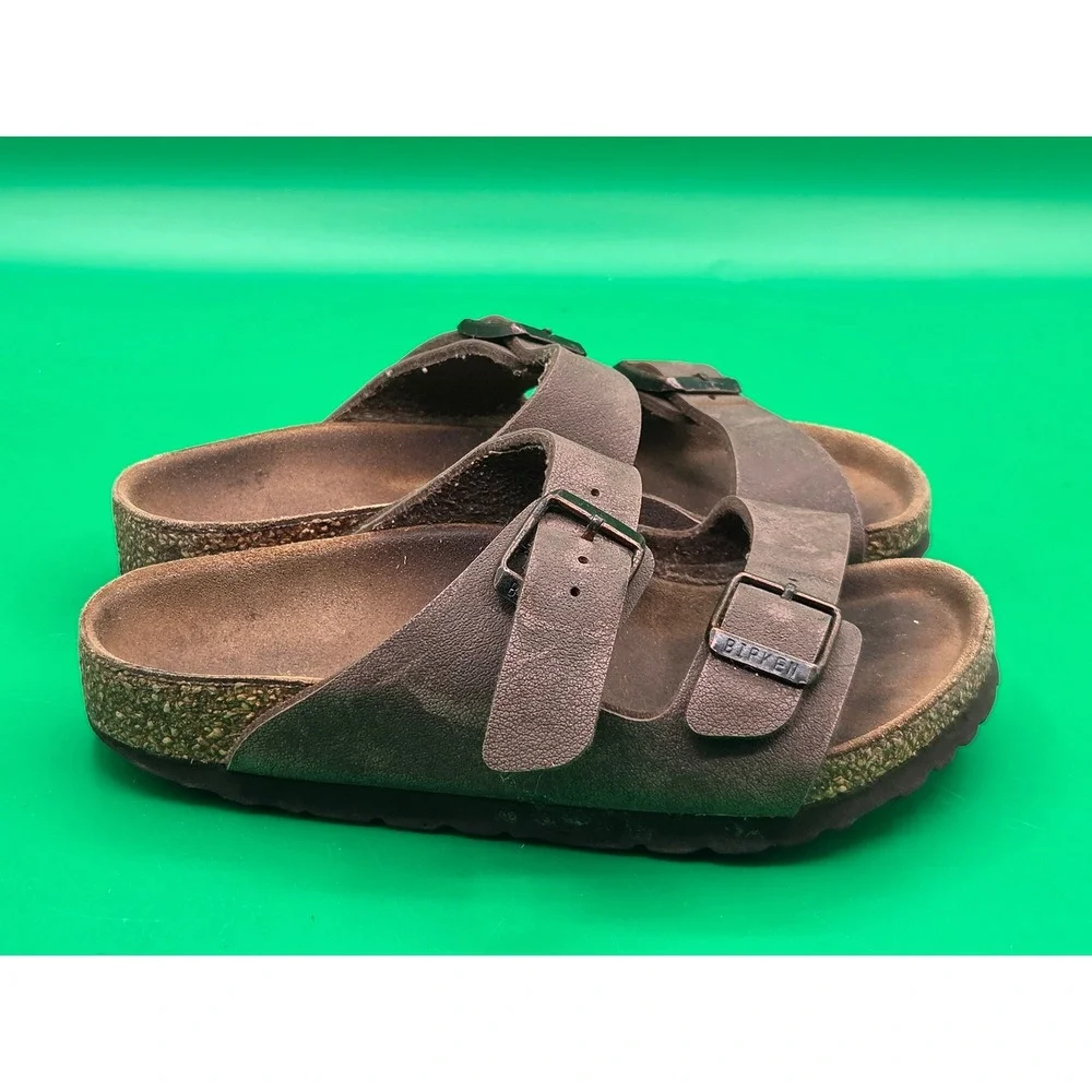 Birkenstock Arizona Kids Sandals Size 28 C10 Brown Metallic Two Strap Slides